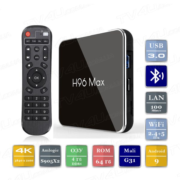 H96 Max X2 4/64 Гб Smart TV Box ТВ приставка TV4U.com.ua - ТВ приставки
