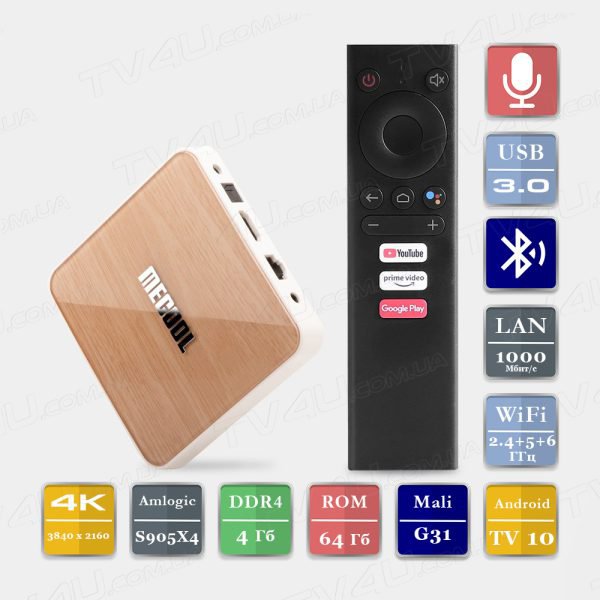 Смарт ТВ приставка Mecool KM6 Deluxe 4/64 Гб Android TV Smart Box Android TV4U.com.ua - ТВ приставки