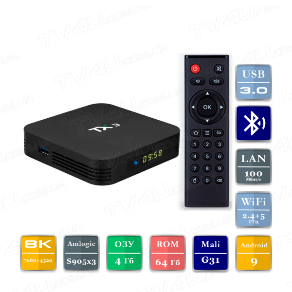 Tanix TX3 4/64 Гб Smart TV Box ТВ приставка TV4U.com.ua - ТВ приставки