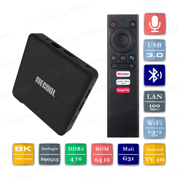 Mecool KM1 4/64 Гб Android TV 10 Smart TV Box ТВ приставка TV4U.com.ua - ТВ приставки