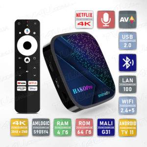 Смарт ТВ приставка H96 Hako Pro NETFLIX 4/64 Гб Android TV 11 Smart Box