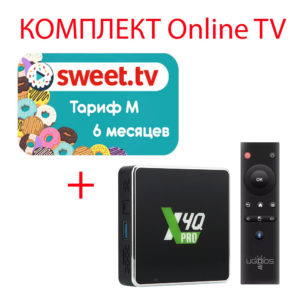 Sweet.TV Тариф M на 6 месяцев для пяти устройств + Смарт ТВ приставка Ugoos X4Q Pro 4/32 Гб с аэропультом Smart TV Box Android 11