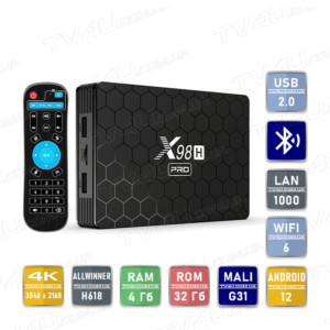 Смарт ТВ приставка X98H Pro WIFI6 4/32 Гб Smart TV Box Android 12