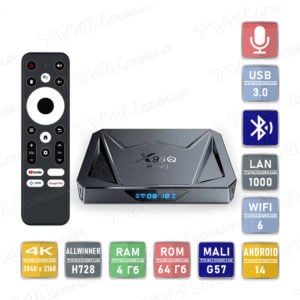 Смарт ТВ приставка X96Q Pro+ Plus 4/64 Гб Smart TV Box Android 14