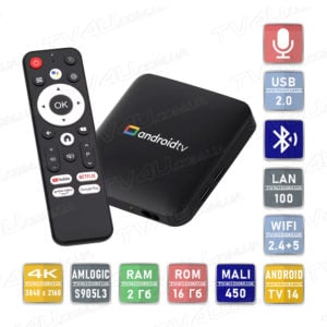 Смарт ТВ приставка H96 Max S905L3 2/16 Гб Android TV 14 Smart Box