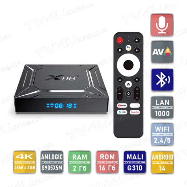 Смарт ТВ приставка X96 M200 2/16 Гб Smart TV Box Android 14 TV4U.com.ua - ТВ приставки X96 M200