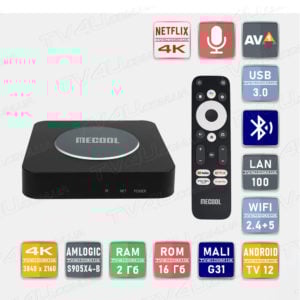Смарт ТВ приставка Mecool KM2 Plus Netflix 2/16 Гб Android TV 12 Smart Box