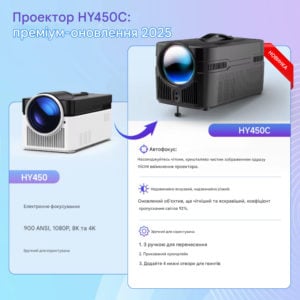 TV4U.com.ua TV4U.com.ua - ТВ приставки Мультимедийный смарт проектор c автофокусом Magcubic HY450C 1080P 2/32 Гб 900 ANSI Android 11