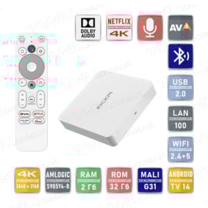 Смарт ТВ приставка Kickpi KP1 NETFLIX 2/32 Гб Android TV 14 Smart Box