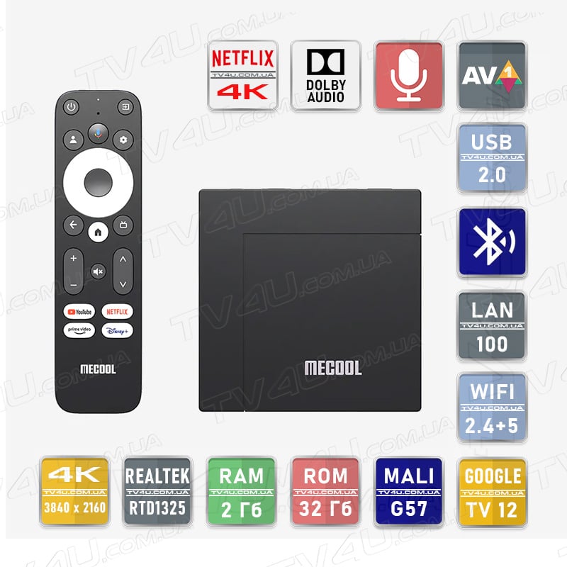 Смарт ТВ приставка Mecool KM9 PRO MAX NETFLIX 2/32 Гб Google TV 12 Smart Box TV4U.com.ua - ТВ приставки