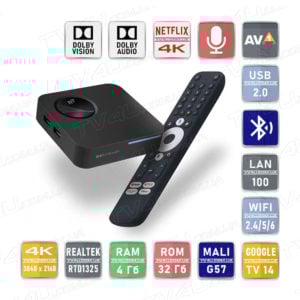 Смарт ТВ приставка RockTek GX1 NETFLIX 4/32 Гб Google TV 14 Smart Box