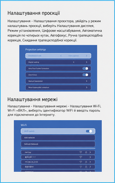 Инструкция на проектор Magcubic HY350 MAX TV4U.com.ua - ТВ приставки Настройки проекции и Wi-Fi Magcubic HY350 MAX