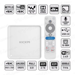 Смарт ТВ приставка Kickpi KP3 NETFLIX 2/16 Гб Google TV 14 Smart Box